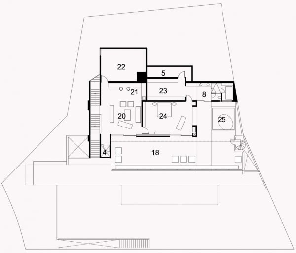 Hanghaus Bergen Agraz Arquitectos dritte etage plan