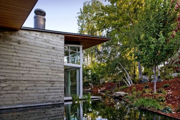 Haus Holz Fassade-Garten Teich anlegen