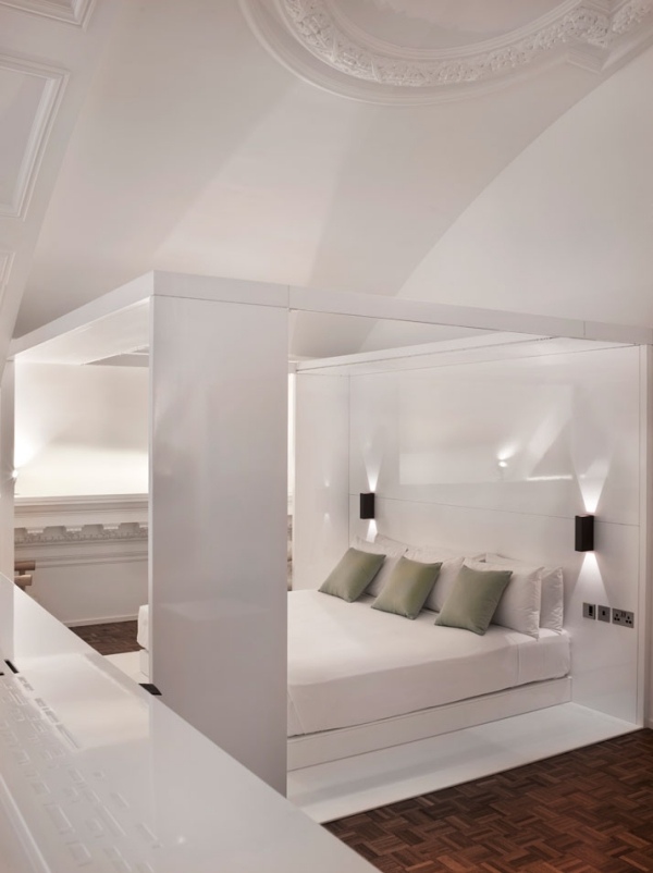 Himmelbett Design minimalistisches Schlafzimmer-Weiß