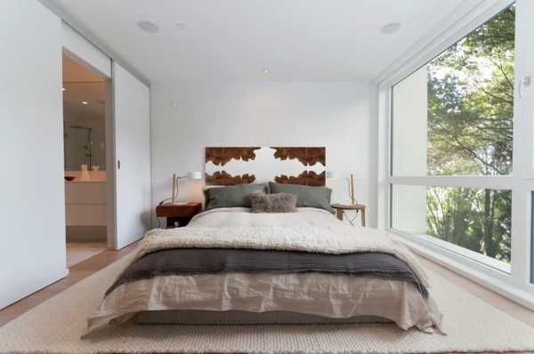 Holz Kopfteil Bett Schlafzimmer Design 