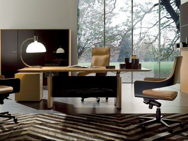 Holz Schreibtisch Büro Möbel Design Ideen beige Farbe