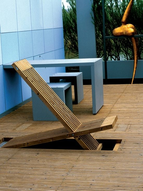 Holz Sessel platzsparende minimalistische Terrassen Gestaltung