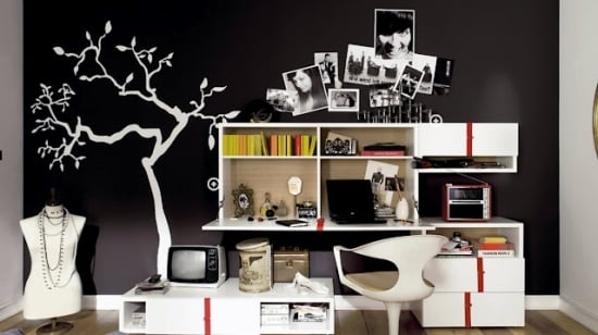 Jugendzimmer Wand Gestaltung Ideen Schwarz-weiß modern