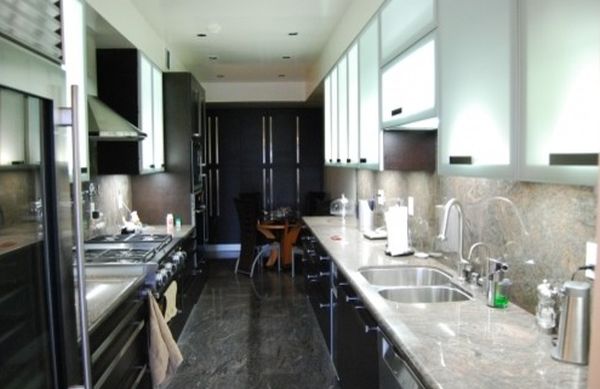 Kleine Küche Granit Platten Schwarz-Grau Küchenfronten-Glasscheibe