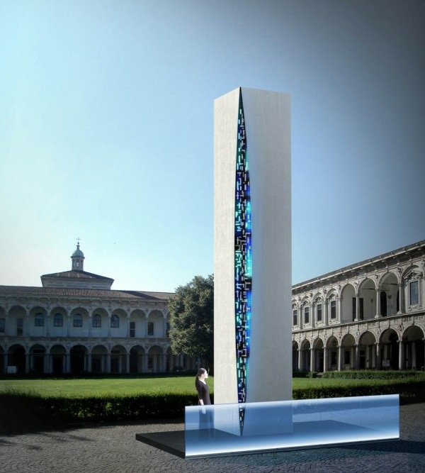 Kunst Installation LED Lichteffekte Stein Monolith