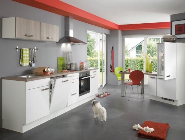 Küchen Einrichtung Küchen Fronten Arbeitsplatten-Rote Wandbordüre