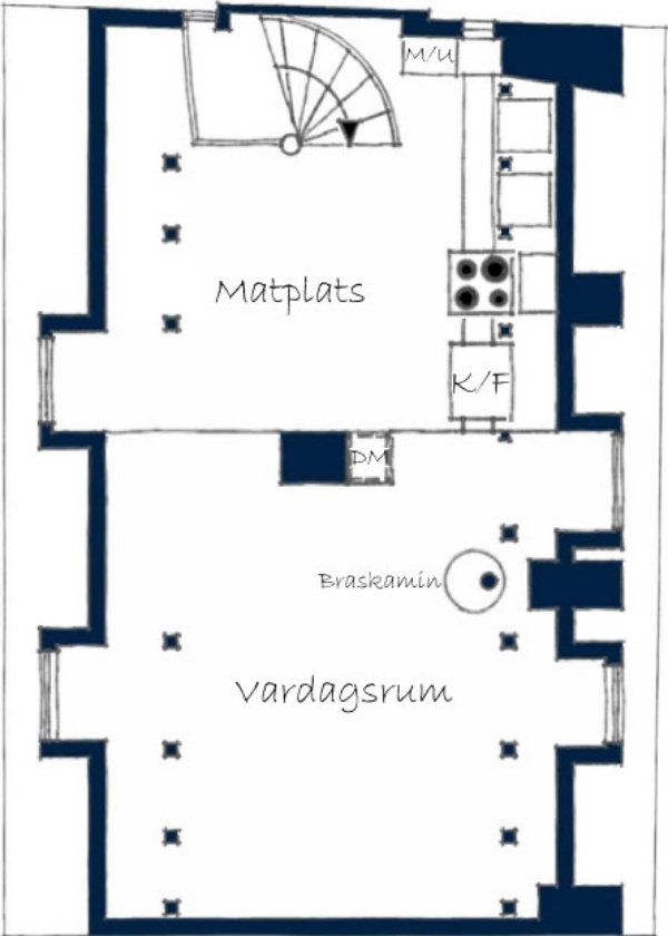 Moderne Dachwohnung stockholm grundriss skizze