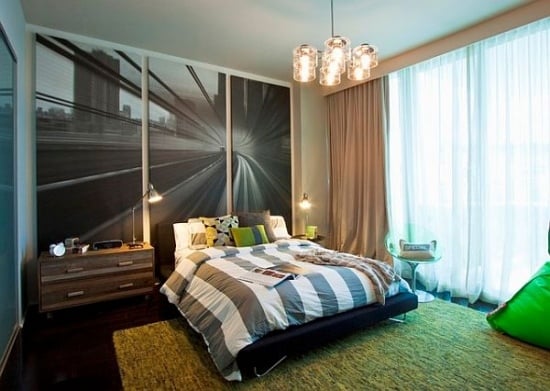 Modernes Schlafzimmer-Jugend Design-Wand Gestalten-Teppich