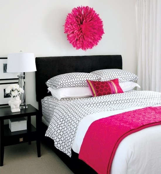 Mädchenzimmer pink weiß-schwarz Wanddekorationen-Ideen modern