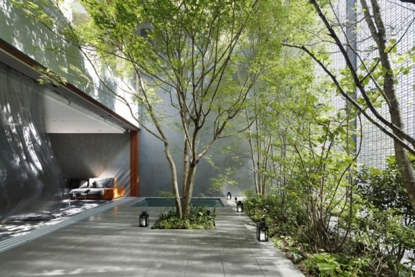 Offener Bauplan Haus Indoor-Garten Baum-Japan Stil
