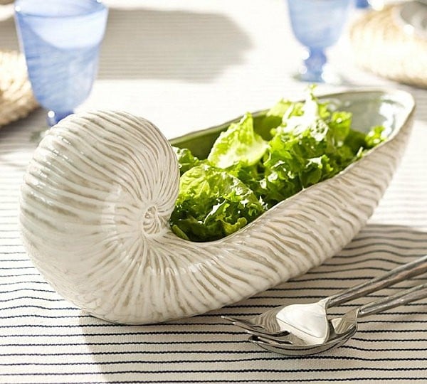 Party Tisch Deko Ideen Salat Muschelschale maritim Look