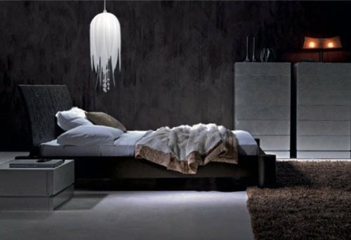 Schlafzimmer Design Qualle Pendelleuchte  Schrank Bett