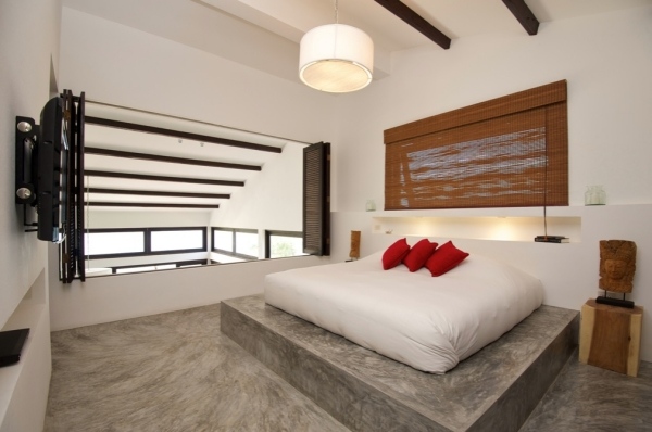 Schlafzimmer Granit boden-Podest schwarz-weiß-rot
