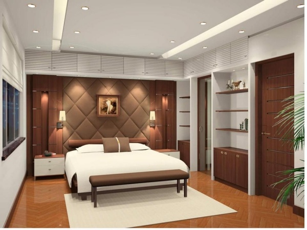 Schlafzimmer Möbel Wandpaneele-Holzoptik Dekorationen