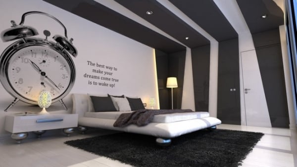 Schlafzimmer Weiß Schwarz Dekoideen-Wandgestaltung