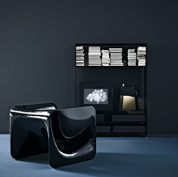 Schwarz Sessel Wohnzimmer Einrichtung Kloe-Marco Acerbis Design