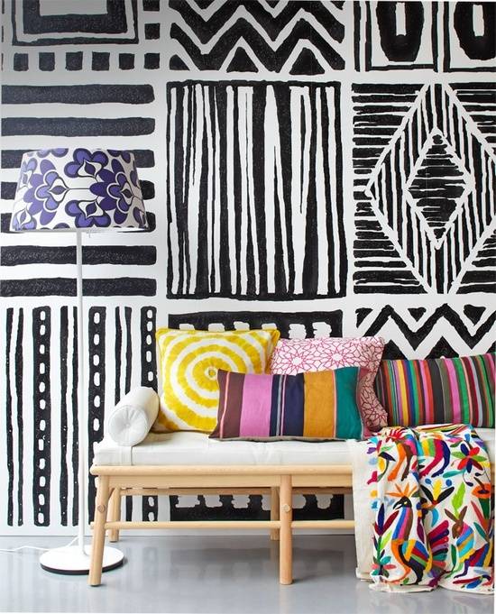 Teenager Zimmer Wanddekoration-geometrische Motive-Sessel Kissen