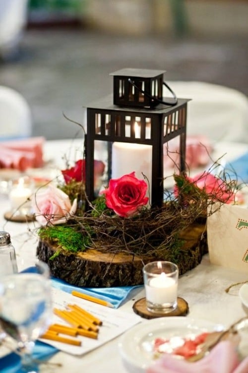 Tisch Deko Windlichter Blumen