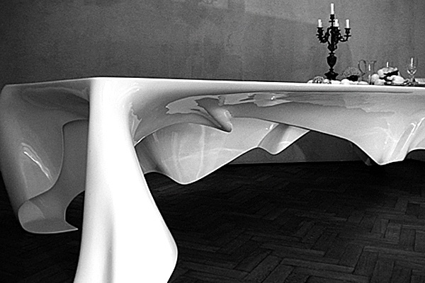Tisch Design Weiß-Tischtuch schwebend Optik-GRAFT