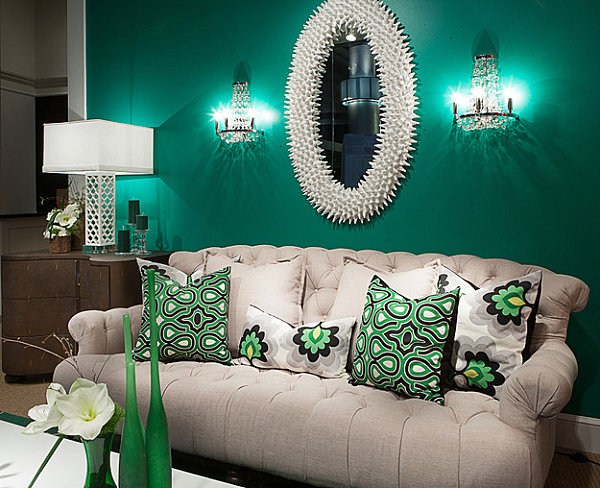 Trend Farben Wand Gestaltung-Spiegel Design prächtig Sofa