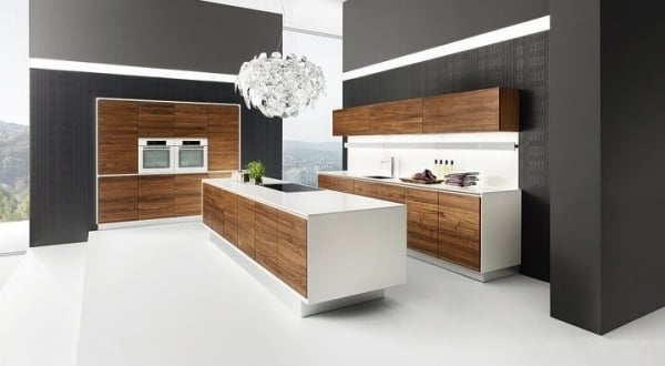 Walnuss Holz Küche-modernes Outfit-Einrichtung Möbeldesign