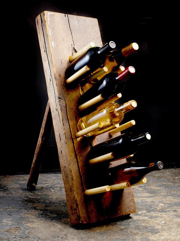 Weinständer Selberbauen rustikal stehend holzstäbchen