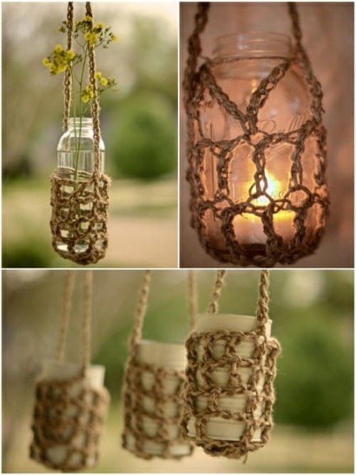 Windlicht Marmeladenglas Seile Gestaltung Idee