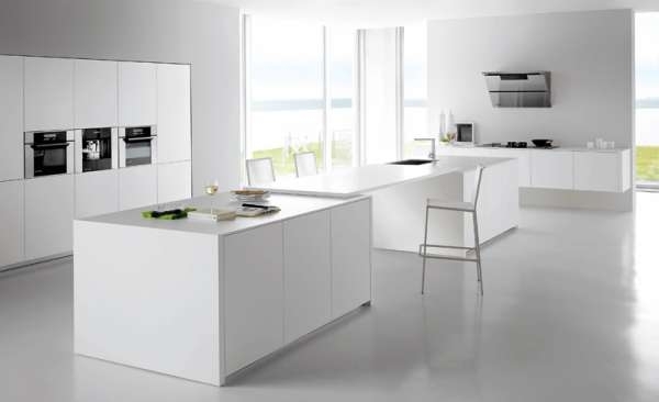 Wohnen Weiß Einrichtung-Küche puristisch Möbel