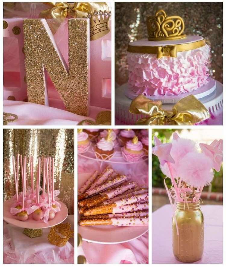 Baby Geburtstag dekorationen-rosa-gold-farben