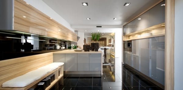 holzmotiv bodenfliesen modernes küchen design von nolte