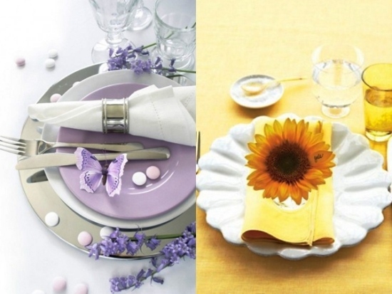 ideen für tischdekoration zum muttertag lila gelb muster