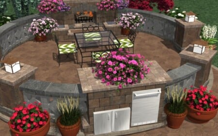 kostenlose gartenplaner 3d software terrasse blumen sitzbereich metall moebel