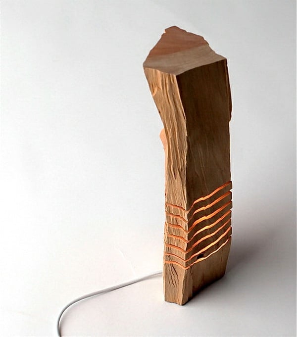 Deko zuhause Ideen Holz Skulptur Lampe