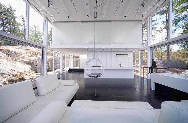 moderne fassadengestaltung glas architektenhaus weiß minimalismus