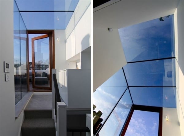 moderne hausrenovierung glasdach treppenhaus dachterrasse