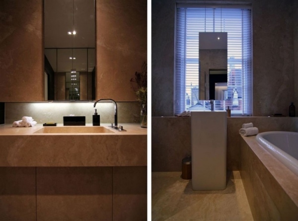 moderne hausrenovierung london badezimmer beige marmor