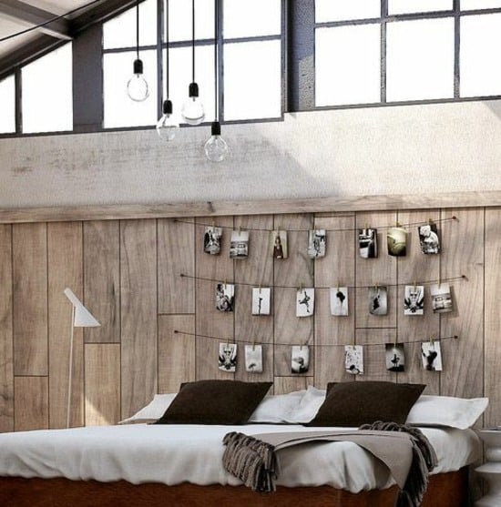 modernes Schlafzimmer Fotowand  rustikaler Wohnstil