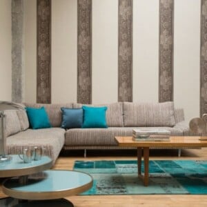 modernes Wohnzimmer blaue Akzente Deko Trends 2013