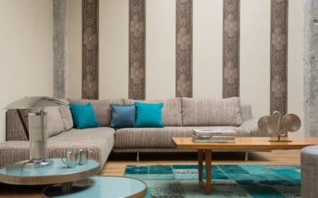 modernes Wohnzimmer blaue Akzente Deko Trends 2013