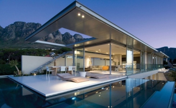 offene terrasse modernes luxus ferienhaus mit ozean blick