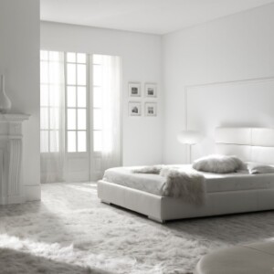 pelz-teppich-minimalismus-ideen-für-schlafzimmer-in-weiß