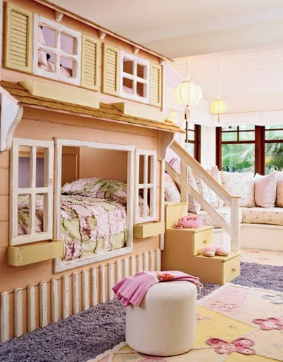 puppenhaus bett ideen für schlafecke im kinderzimmer