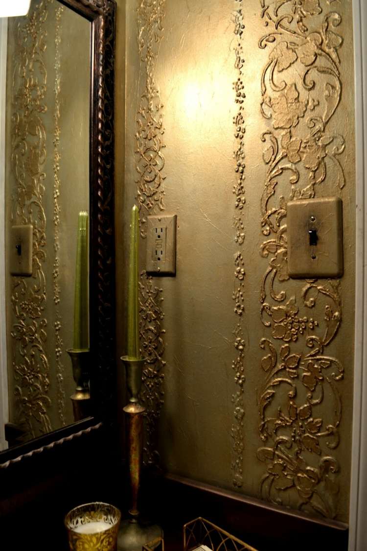 putz waende gold farbe ornamente mediterran badezimmer