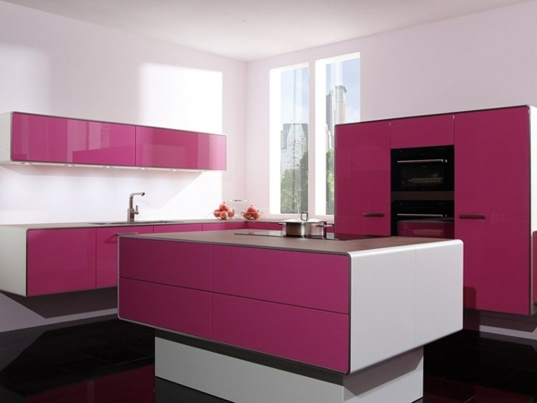 rosa Küche gestalten Almilmo Design puristische Formen