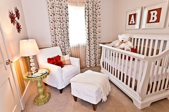 rote dekoelemente ideen für kleines babyzimmer gestalten