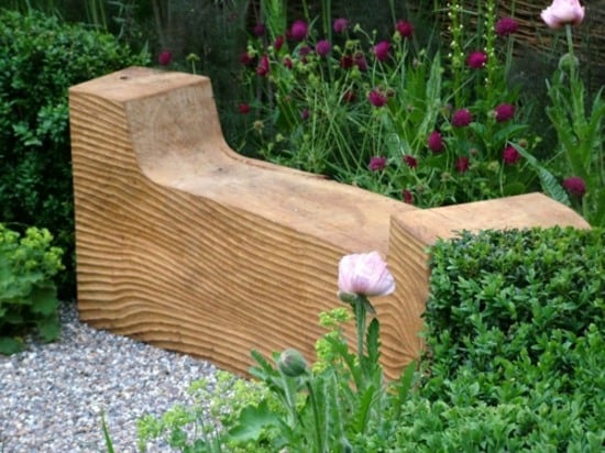 rustikale Gartenbank selbst bauen Holz Material