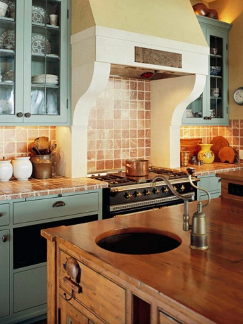 rustikale ambiente ideen für küchenarbeitsplatte aus holz