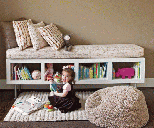 sofabett bücherregal ideen für leseecke im kinderzimmer einrichten