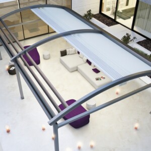terrassen überdachung aluminium schwarz rund glas schutz modern