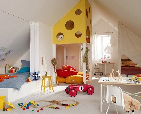 vorhang design ideen für schlafecke im kinderzimmer
